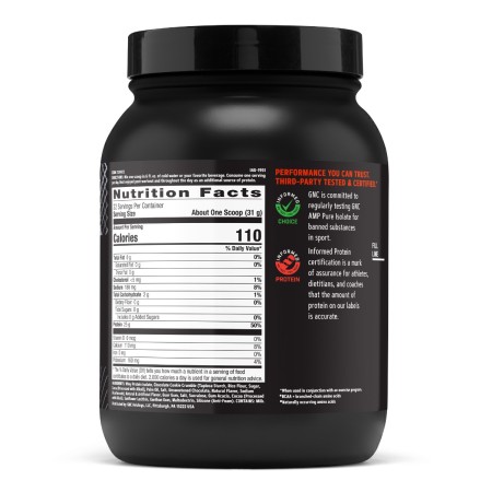 Gnc Amp Pure Isolate, Proteina Izolata Din Zer, Cu Aroma De Biscuiti Cu Crema, 682 G