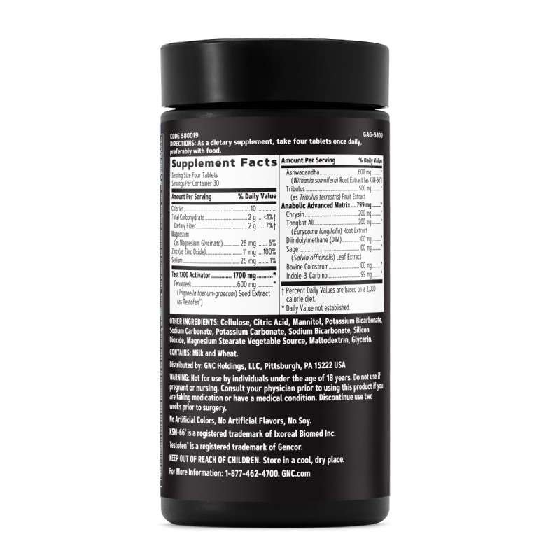 Gnc Amp Test 1700, Suport Pentru Sanatatea Sexuala Si Stimularea Testosteronului, 120 Tb
