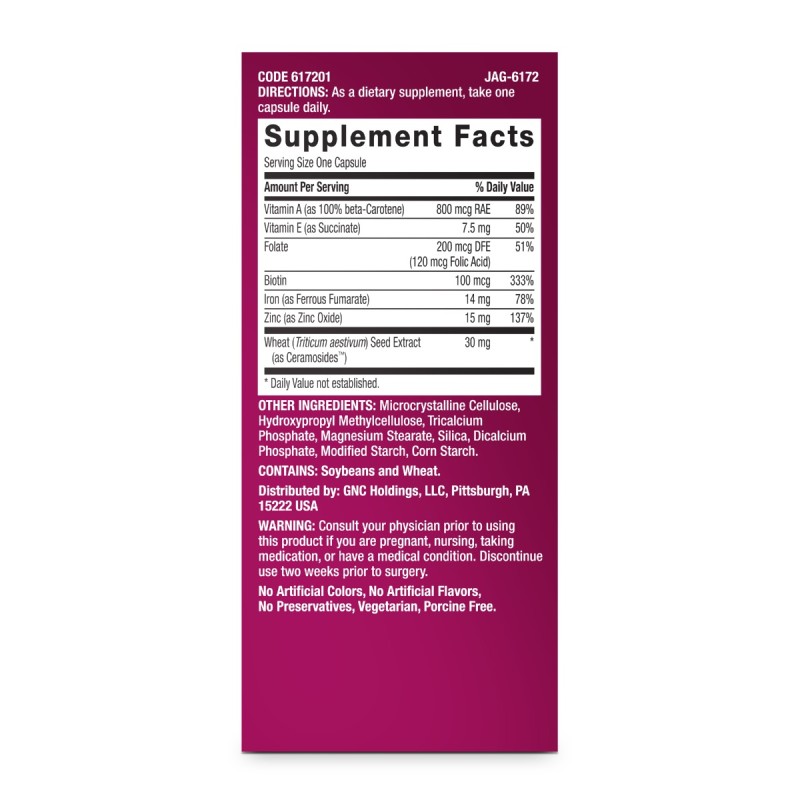 Gnc Luxe Locks - Formula Premium Pentru Cresterea Si Fortifierea Parului, 30 Cps