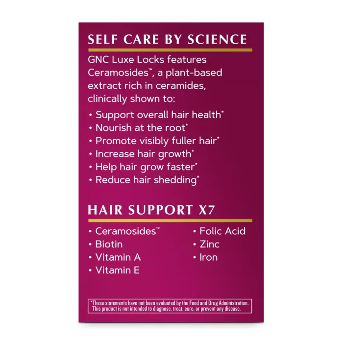 Gnc Luxe Locks - Formula Premium Pentru Cresterea Si Fortifierea Parului, 30 Cps