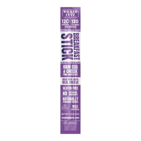 Wicked Cutz Breakfast Sticks, Ham Egg & Cheese, Carnat Cu Oua Si Branza, 42,g