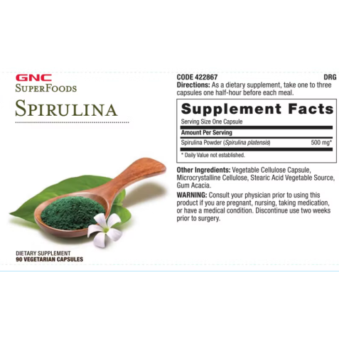Superfoods spirulina 500 Mg (90 Cps), GNC Live Well