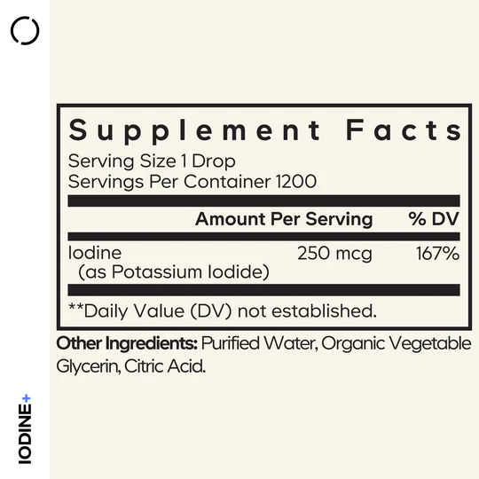 Codeage Liquid Iodine+ Unflavored, Iod Lichid Fara Aroma Pentru Suport Tiroidian Si Functionare Optima A Organismului,59.2 Ml