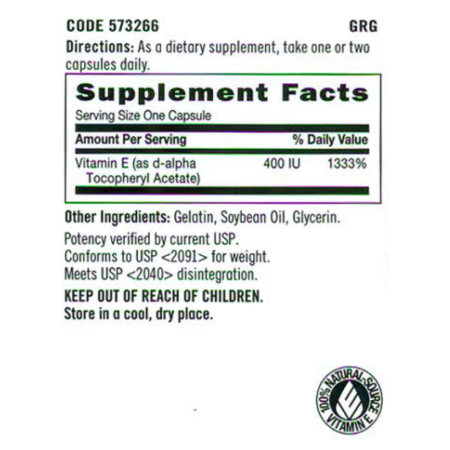 Vitamina E naturala 400 Ui (90 Cps), GNC Live Well