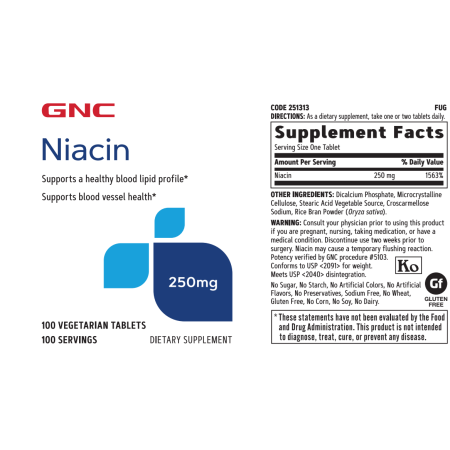 Niacina 250 Mg (100 Tb), GNC Live Well