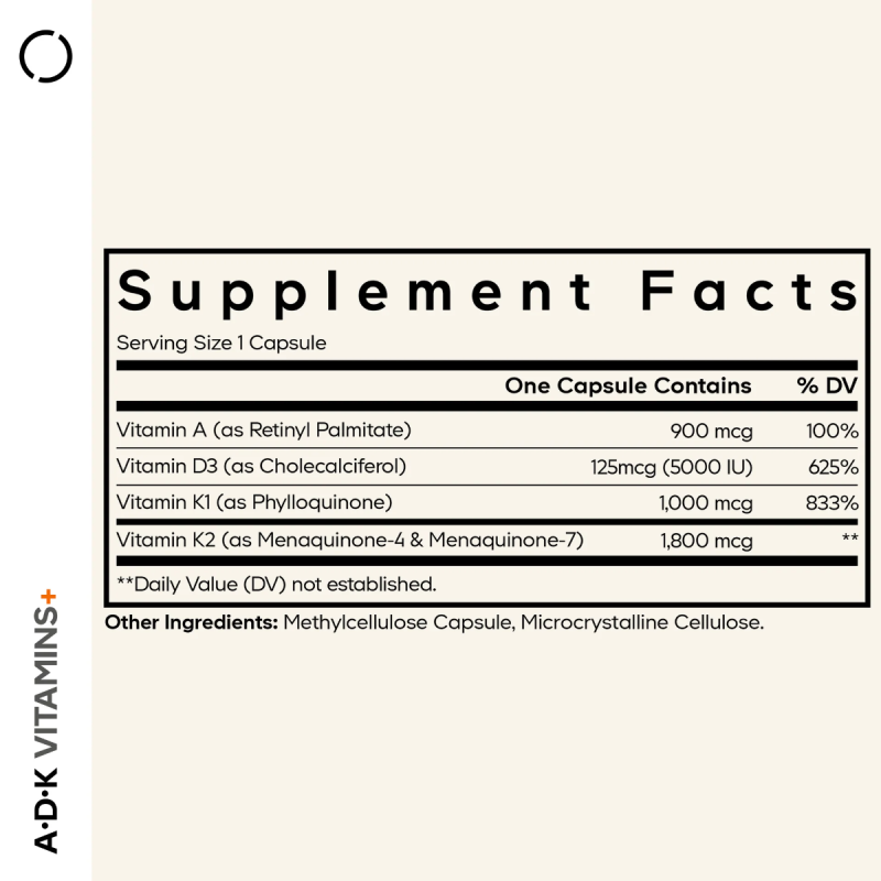Codage Adk Vitamin Supplement, Formula Pentru O Piele Sanatoasa, Oase Puternice Si Sistem Imunitar Active, 180 Cps