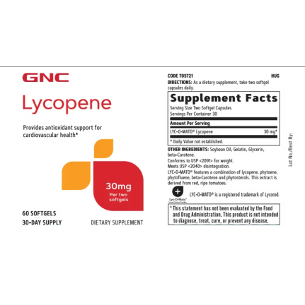 Supliment cu licopen antioxidant (60 cps), GNC Live Well