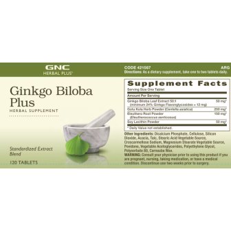 Herbal Plus Ginkgo Biloba Plus (120 tablete), GNC Live Well