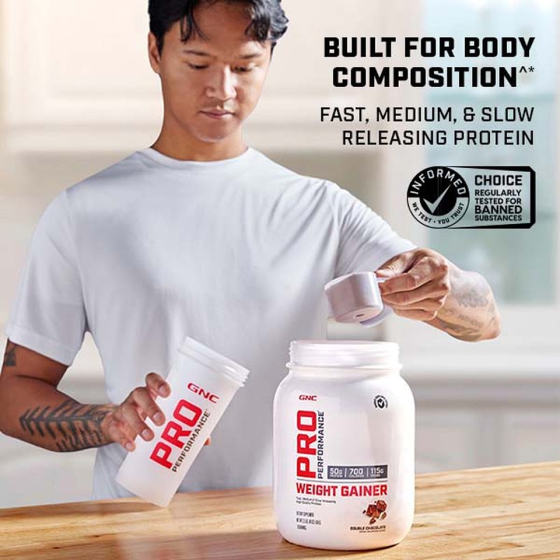 Pro performance weight gainer, formula proteica pentru crestere in greutate cu aroma de vanilie, testata antidoping (1134 g), GNC Live Well