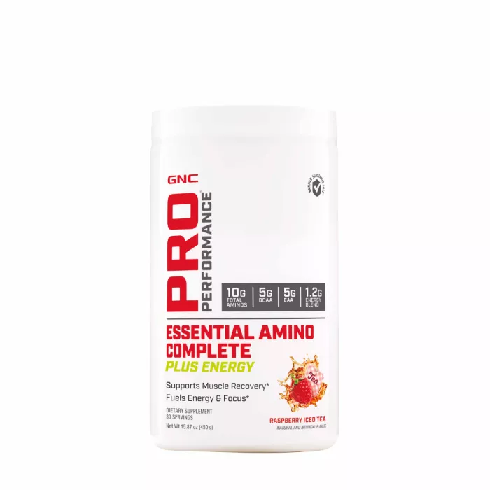 Pro Performance Essential Amino Complete Plus Energy, Aminoacizi, Cu Aroma De Ceai De Zmeura (450 G), GNC Pro Performance Essential Amino Complete Plus Energy, Aminoacizi, Cu Aroma De Ceai De Zmeura (450 G), GNC
