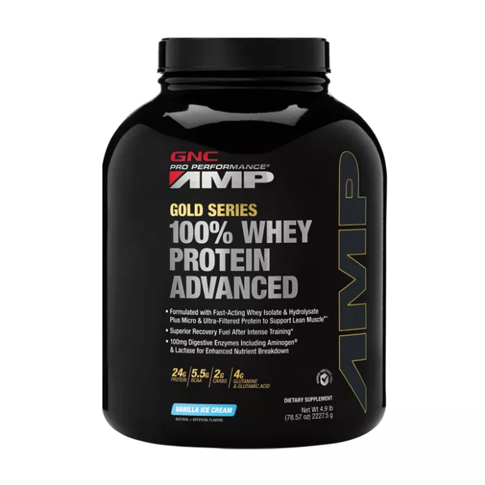 Gnc Amp Gold Series 100% Whey Protein Advanced, Proteina Din Zer, Cu Aroma De Vanilie, 2227.5 G Gnc Amp Gold Series 100% Whey Protein Advanced, Proteina Din Zer, Cu Aroma De Vanilie, 2227.5 G