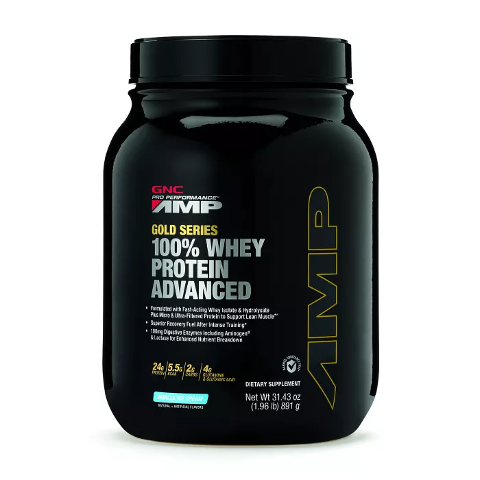 Gnc Amp Gold Series 100% Whey Protein Advanced, Proteina Din Zer, Cu Aroma De Vanilie, 891 G Gnc Amp Gold Series 100% Whey Protein Advanced, Proteina Din Zer, Cu Aroma De Vanilie, 891 G