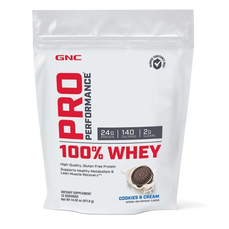 Pro Performance 100% Whey, proteina din zer cu aroma de biscuiti si crema, testata antidoping (411.6g), GNC Live Well