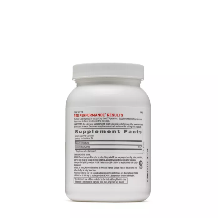 Gnc Pro Performance Creatine Monohydrate 3500 Mg, Creatina Monohidrata, 120 Cps Gnc Pro Performance Creatine Monohydrate 3500 Mg, Creatina Monohidrata, 120 Cps
