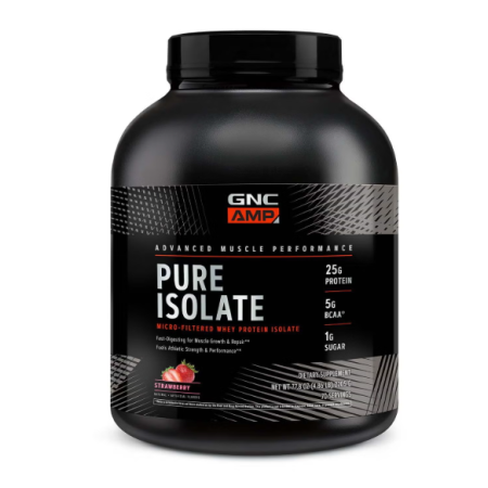 Gnc Amp Pure Isolate, Proteina Izolata Din Zer, Cu Aroma De Capsuni, 2205 G