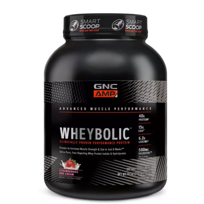 Gnc Amp Wheybolic, Proteina Din Zer, Cu Aroma De Capsuni Si Frisca, 1350 G Gnc Amp Wheybolic, Proteina Din Zer, Cu Aroma De Capsuni Si Frisca, 1350 G
