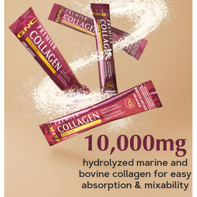 Gnc Premier Collagen Powder, Formula Premium De Peptide De Colagen Hidrolizat Fara Aroma, 1 Plic, 10.01 G