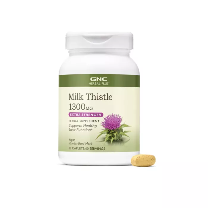 Gnc Herbal Plus Milk Thistle 1300 Mg, Extract Standardizat De Silimarina, 60 Tb
