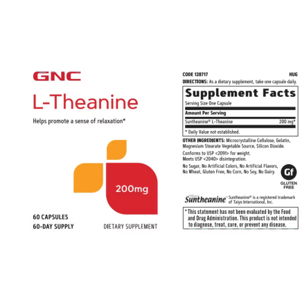 L-teanina 200mg (60 Cps), GNC Live Well