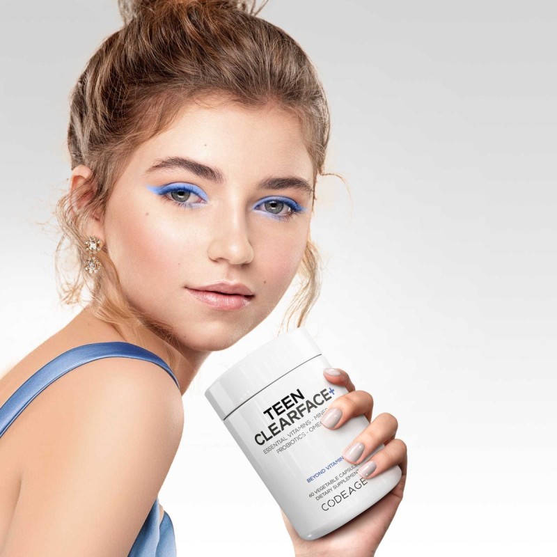 Codeage Teen Clearface Daily Multivitamin & Minerals, Complex De Multivitamine Pentru Adolescenti Pentru Ten Sanatos, 60 Cps
