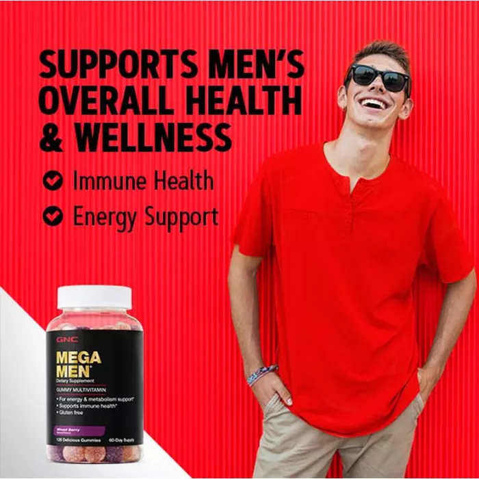 Mega Men, Multivitamine jeleuri pentru barbati cu aroma naturala de fructe de padure (120 Jeleuri), GNC Live Well