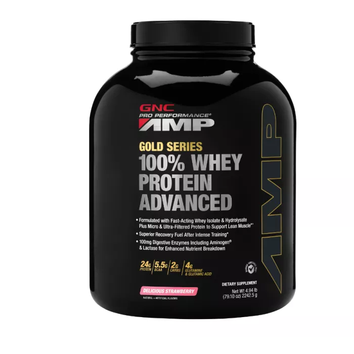 Gnc Pro Performance Amp Amplified Gold Series 100% Proteina Din Zer Advanced Cu Aroma De Capsuni, 2242.5g Gnc Pro Performance Amp Amplified Gold Series 100% Proteina Din Zer Advanced Cu Aroma De Capsuni, 2242.5g