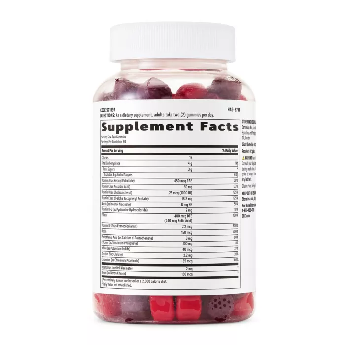 Gnc Women’s Multivitamin Gummy, With Mixed Berry Flavor, Jeleuri Cu Multivitamine Pentru Femei Cu Aroma Naturala De Fructe De Padure, 120 Jeleuri