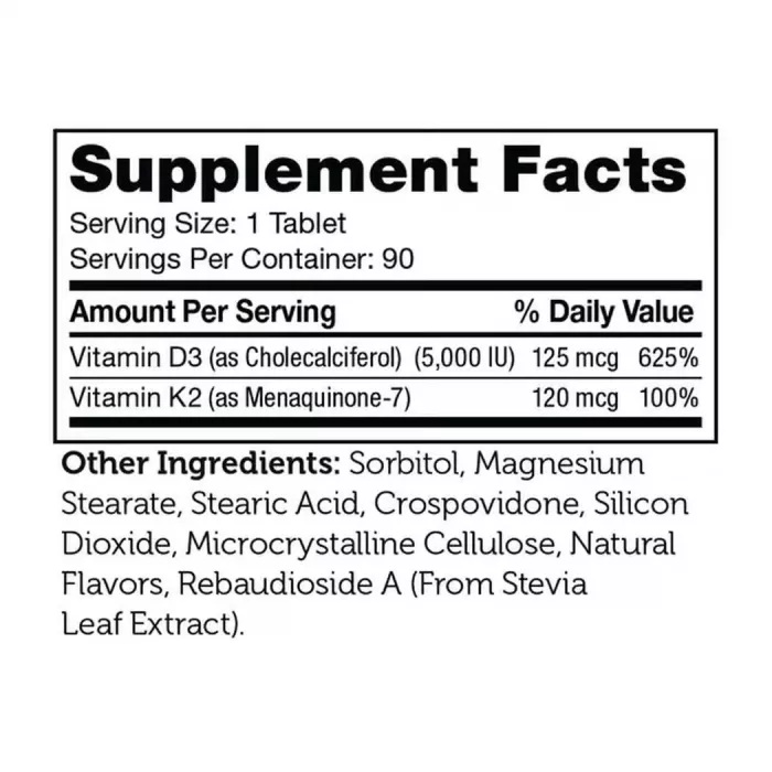 Zahler Chewable Vitamin D3 And K2, Vitamina D3+k2 Masticabila, Formula Avansata Pentru Absorbtie Superioara, 90 Tb