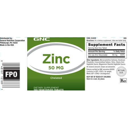 Zinc Chelat 50 Mg (100 Tb), GNC Live Well