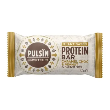 Baton Proteic cu Caramel, Ciocolata si Arahide (50 grame), Pulsin