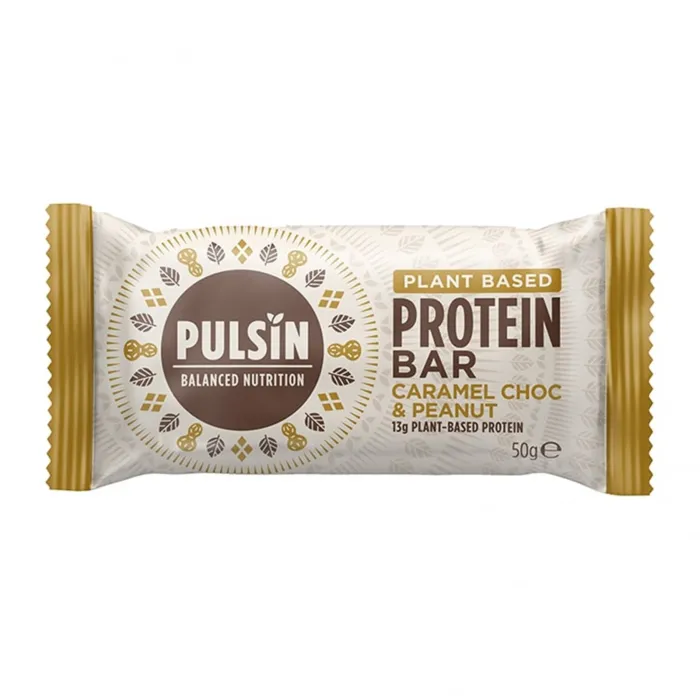 Baton Proteic cu Caramel, Ciocolata si Arahide (50 grame), Pulsin