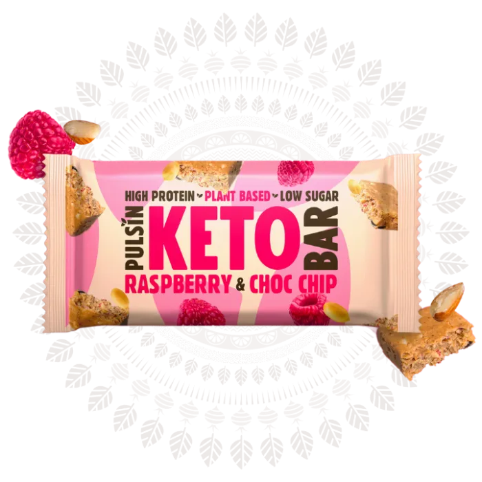 Baton Proteic Keto cu Ciocolata si Zmeura (50 grame), Pulsin
