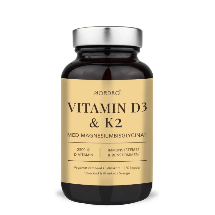 Vitamina D3 2500 UI, K2 & Magneziu Bisglicinat (180 capsule), Nordbo