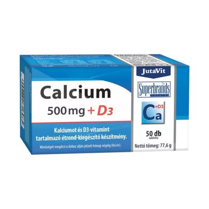 Calciu 500mg + Vitamina D3 (50 tablete), JutaVit