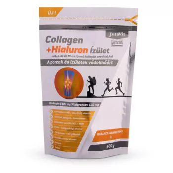 Colagen+ Hialuron Articulatii cu Peptide de Colagen Tip I, II și III cu Gust de Portocale-Grapefruit (400 g), JutaVit