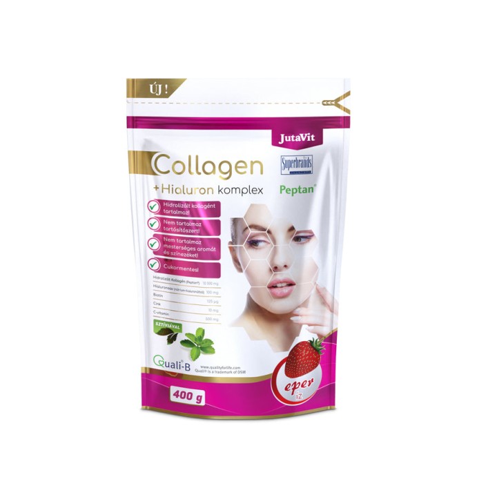 Colagen + Hialuron Complex cu Aroma de Capsuni (400 g), JutaVit