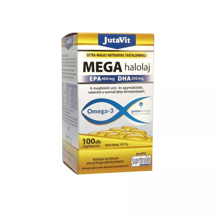 Ulei de Peste Mega cu Omega-3, DHA si EPA (100 capsule moi), JutaVit