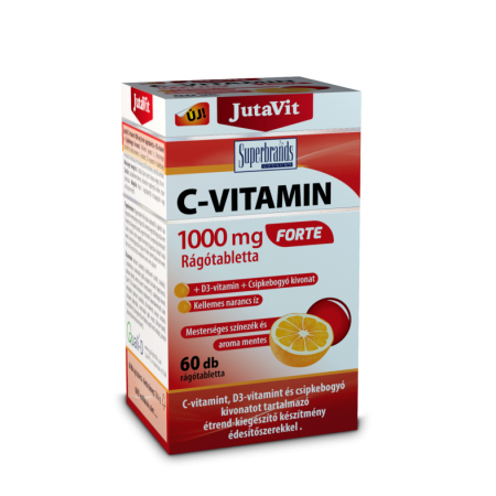 Vitamina C 1000 mg Forte + D3 + Extract de Acerola (60 tablete masticabile), JutaVit