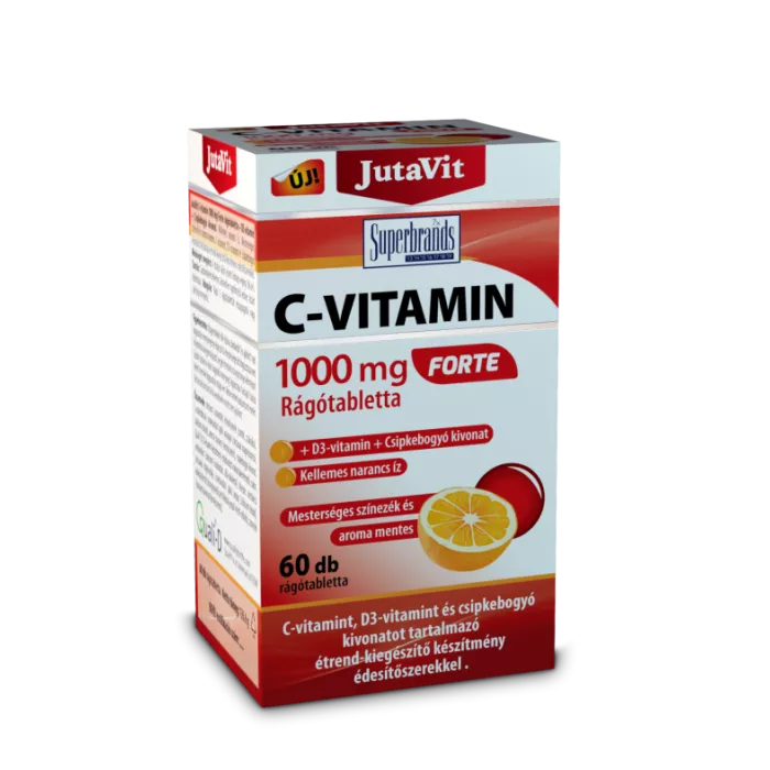 Vitamina C 1000 mg Forte + D3 + Extract de Acerola (60 tablete masticabile), JutaVit