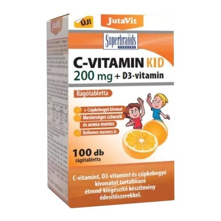 Vitamina C 200 mg cu Gust de Portocale (100 tablete masticabile), JutaVit