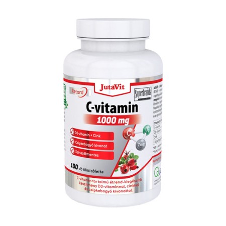 Vitamina C 1000 mg  Retard cu Extract de Macese  +D3 + Zinc (100 tablete), JutaVit