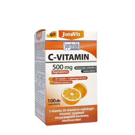 Vitamina C 500 mg + D3 si Extract de Macese (100 tablete masticabile), JutaVit