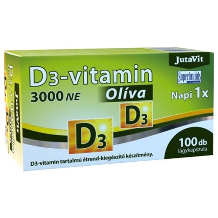 Vitamina D3 3000 NE si Ulei de Masline (100 capsule), JutaVit