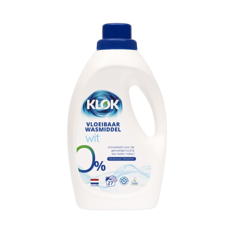 KLOK Detergent lichid pentru rufe albe 0% parfum, 0% coloranti, 1,485L (27 spalari)