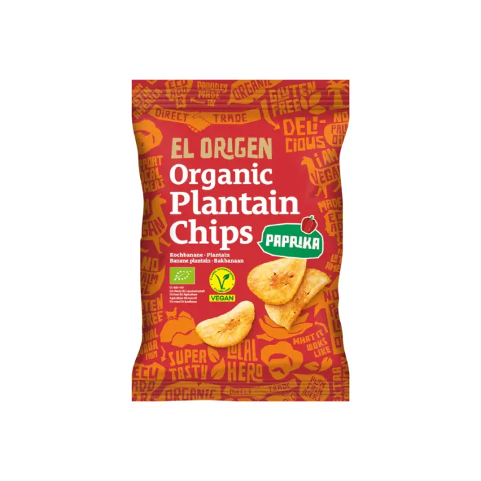 Chipsuri din banane plantain cu paprika, 80 g, ECO, fara gluten