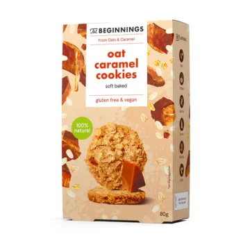 Cookies din ovaz cu caramel, vegan, fara gluten, The Beginnings, 80g