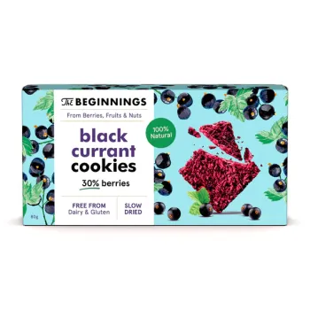 Cookies RAW cu coacaze negre, vegan, fara gluten, The Begginings, 80 g
