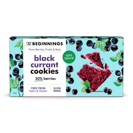 Cookies RAW cu coacaze negre, vegan, fara gluten, The Begginings, 80 g