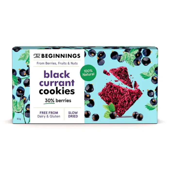 Cookies RAW cu coacaze negre, vegan, fara gluten, The Begginings, 80 g