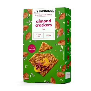 Crackers cu migdale, raw, vegan, fara gluten, The Beginnings, 80 g